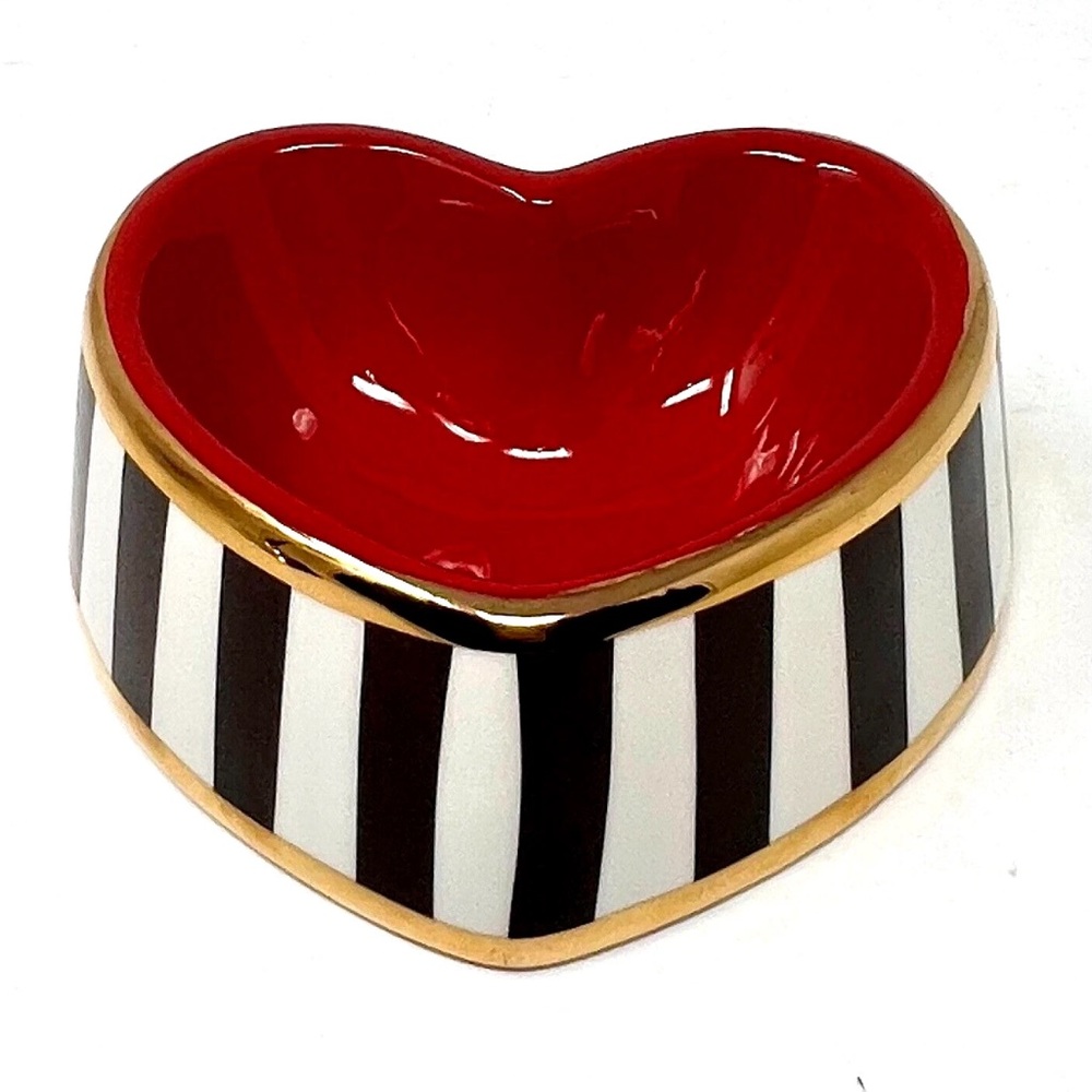 HENRI BENDEL Iconic Stripes Heart (Dog) Bowl | Never Used